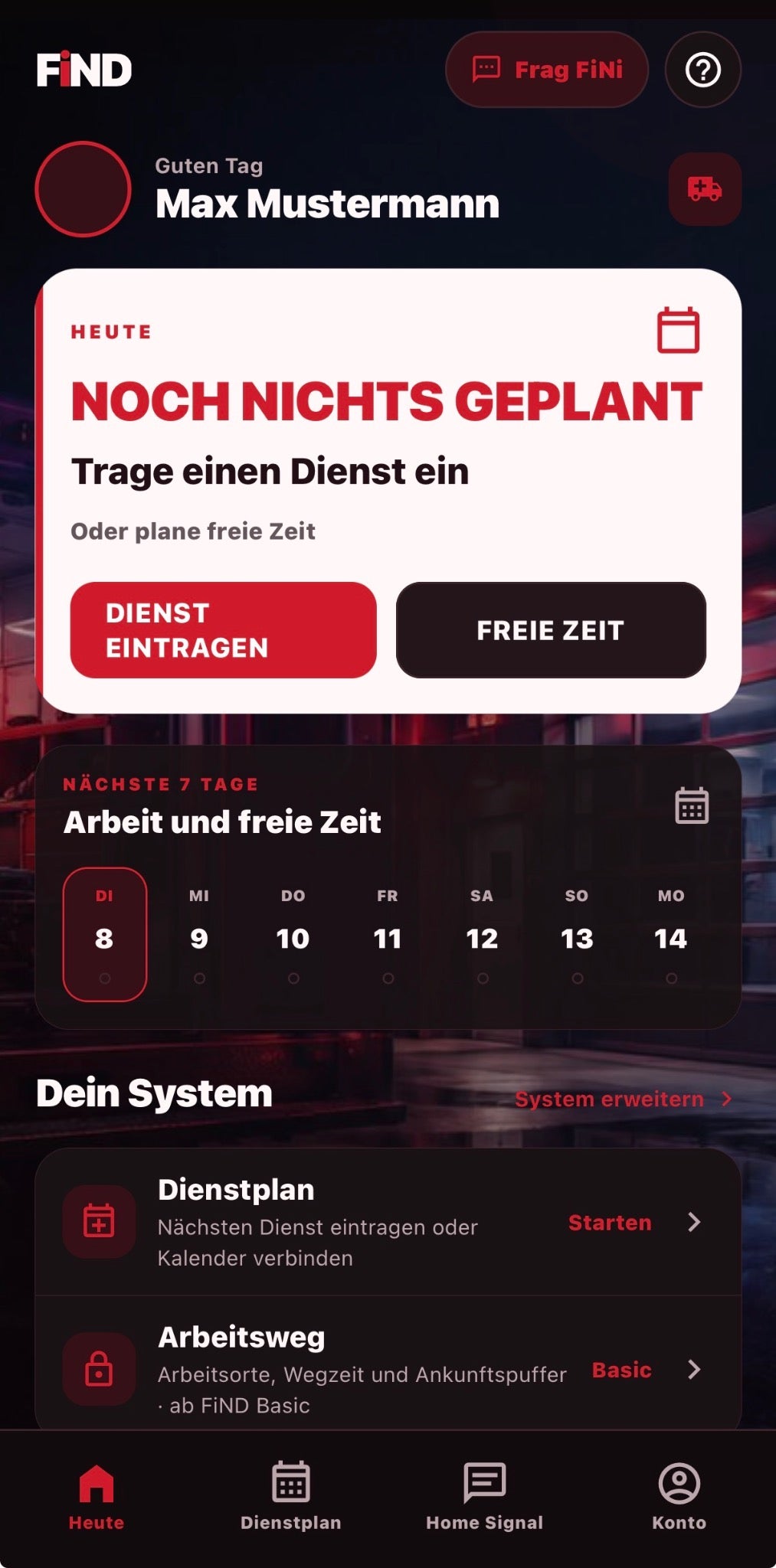 FiND App Übersicht